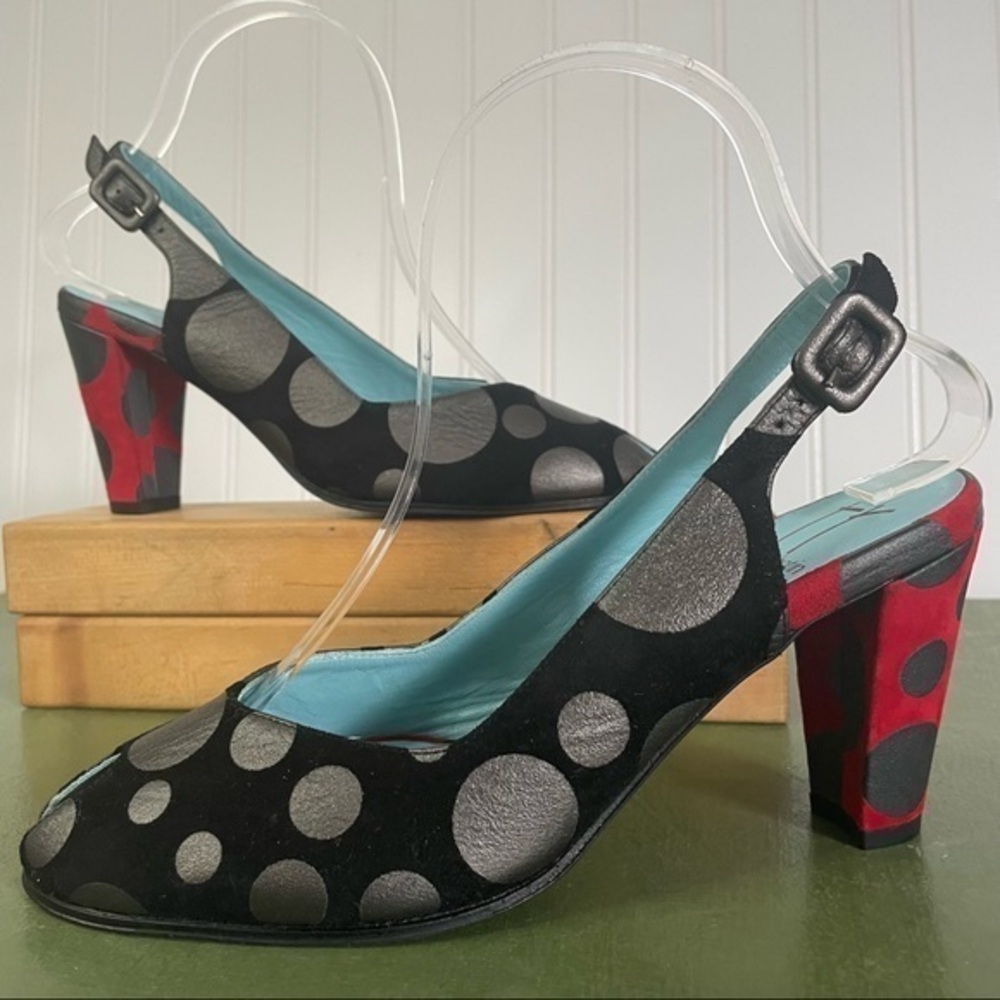 Theirry Rabotin NWOT Hand Made Multi Colored Polka Dot Slingback Heels *Italy*